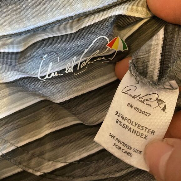 Arnold Palmer Polo Shirt Men’s Size Large Pastel Gray Stripe Golf Active Sports - Picture 3 of 7